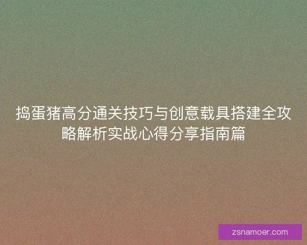捣蛋猪高分通关技巧与创意载具搭建全攻略解析实战心得分享指南篇