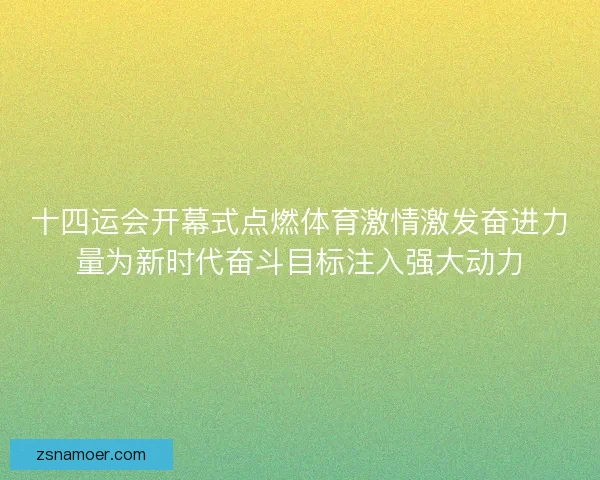 十四运会开幕式点燃体育激情激发奋进力量为新时代奋斗目标注入强大动力