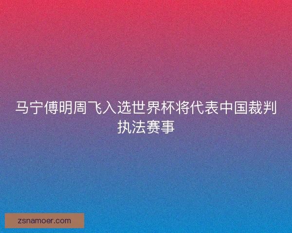 马宁傅明周飞入选世界杯将代表中国裁判执法赛事 马宁傅明周飞入选世界杯将代表中国裁判执法赛事